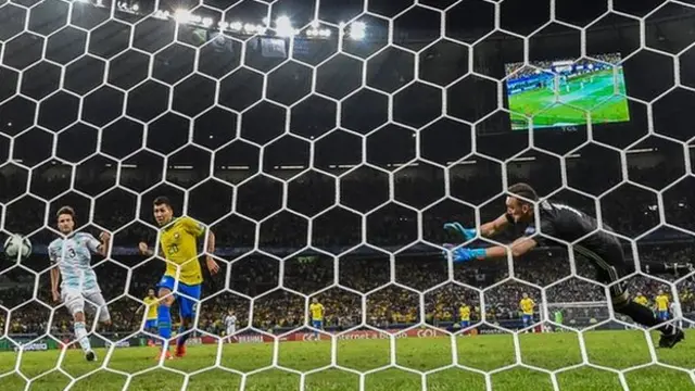 Roberto Firmino scores from close range to book Brazil's place in the Copa America final