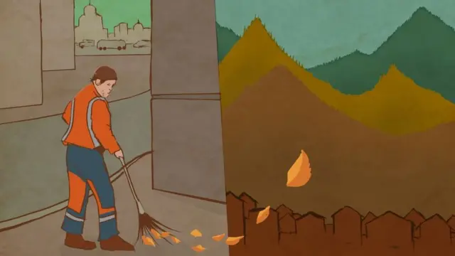 көчө шыпырган мигрант