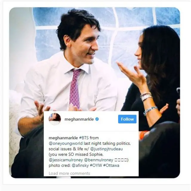 Меган Маркл и Джасти Трюдо в "Инстаграме"