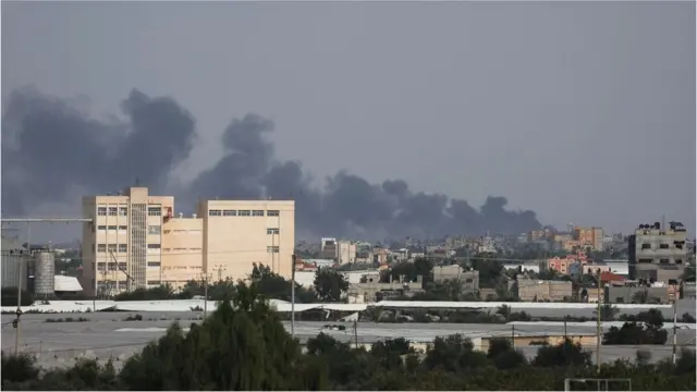Smoke rises over Gaza