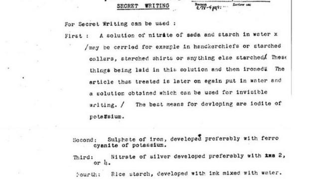 Документ ЦРУ с инструкциями о невидимых чернилах