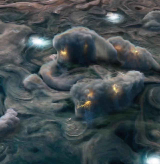 Художественное изображение атмосферы Юпитера
