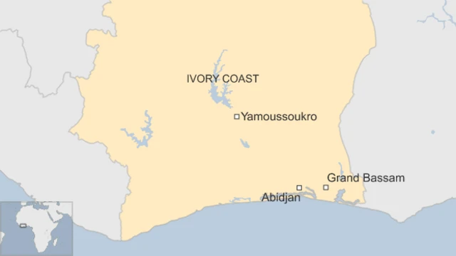 コートジボワールとグランバッサムの位置