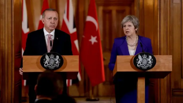 تيريزا ماي ورجب طيب أردوغان في لندن