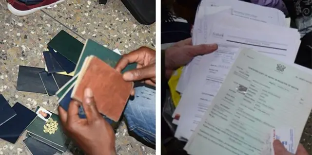 پاسپورت و مدارک کشف شده در سفارتخانه تقلبی آمریکا