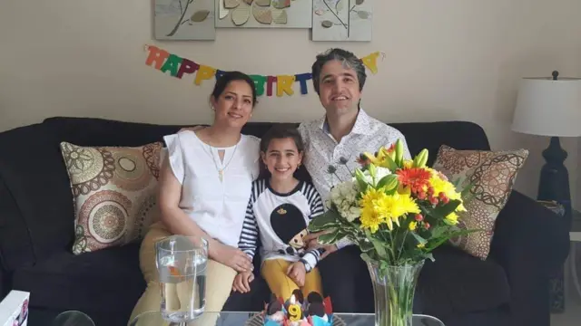 Hamed Esmaeilion and his wife Paris celebrate the birthday of their daughter Rira.
