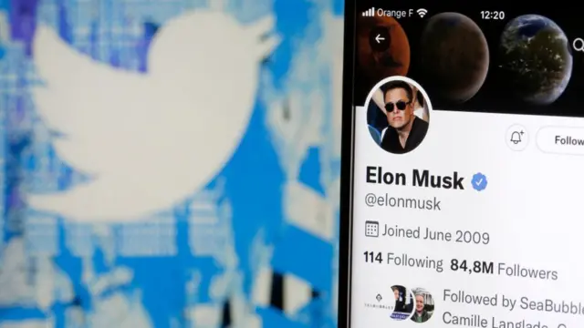 صورة تظهر صفحة إيلون ماسك على تويتر