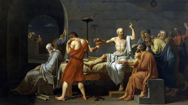 Imagem da pintura A morte de Sócrates