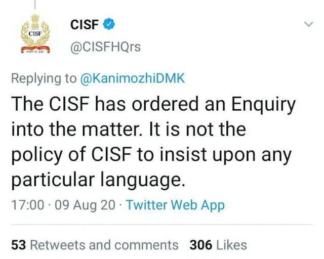 CISF tweet