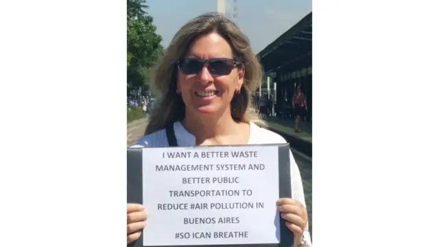 Maria Innes with her slogan