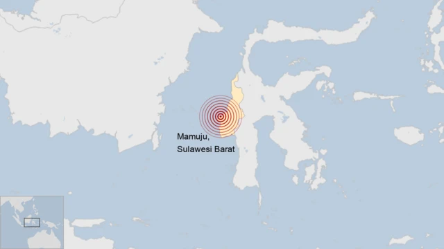 Lokasi gempa di Mamuju.