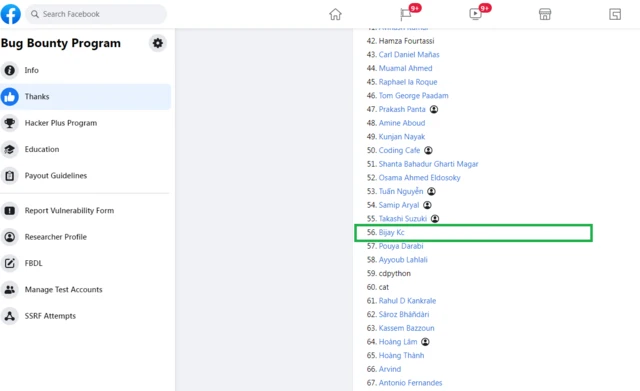 विजयको नाम फेसबुकको 'हल अफ फेम'मा पनि समावेश गरिएको छ