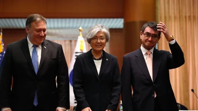 وزیران خارجه ژاپن، کره جنوبی و آمریکا