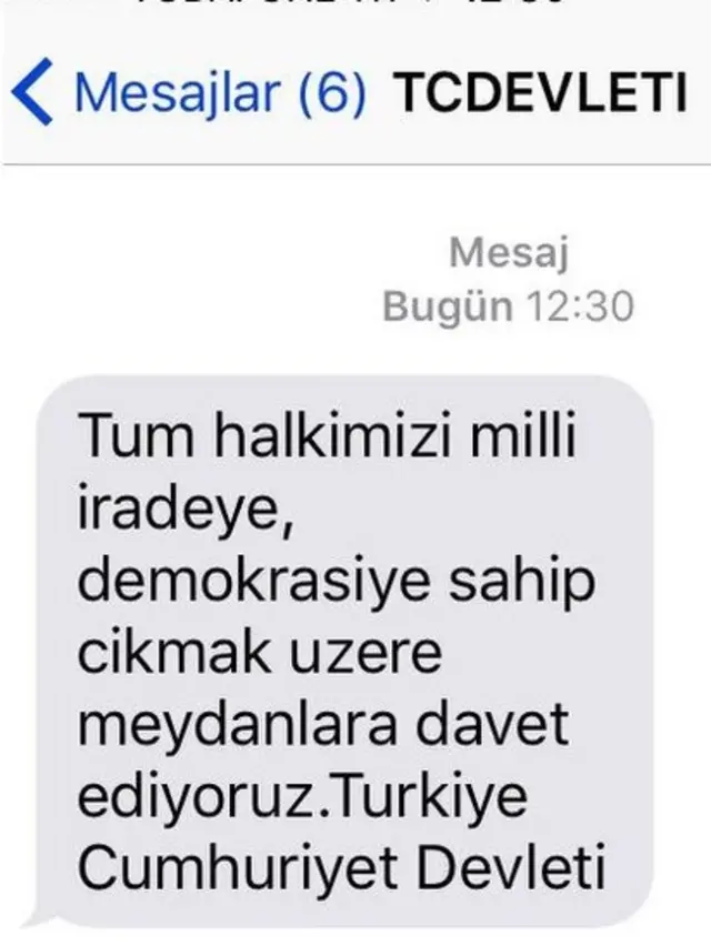 Cep telefonlarına gelen mesaj