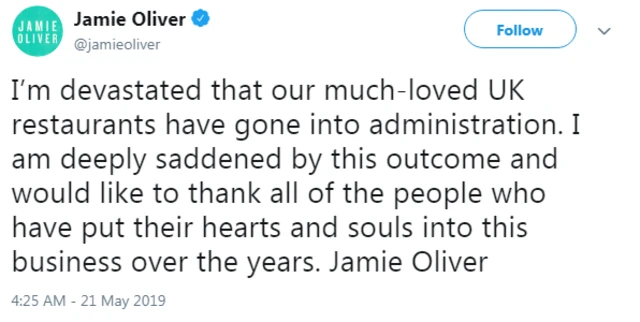 (캡션) 제이미 올리버 트위터