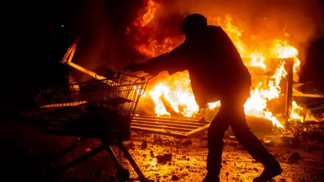 Barricada en Santiago de Chile.