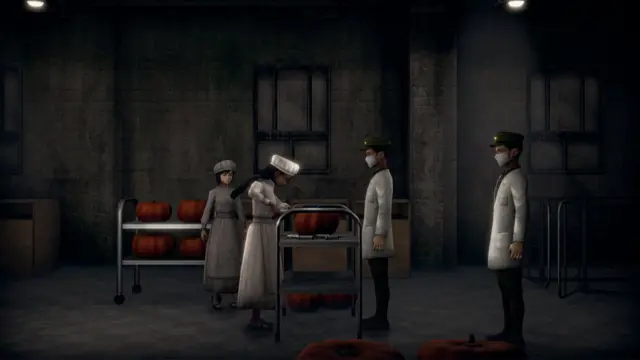 호박에 주사를 놓는 일본군의 엉터리 간호훈련을 재현한 장면도 나온다