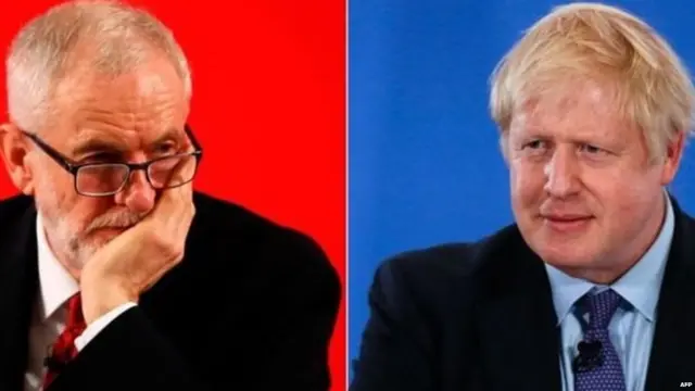 ਲੇਬਰ ਆਗੂ ਕੌਰਬੀਅਨ ਤੇ ਕੰਜ਼ਰਵੇਟਿਵ ਆਗੂ ਬੋਰਿਸ ਜੌਨਸਨ