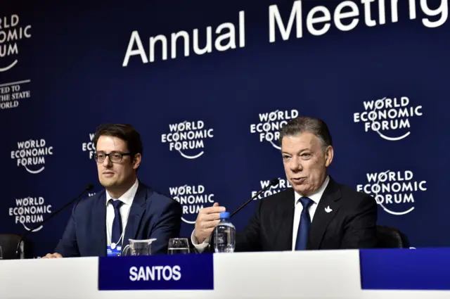 Juan Manuel Santos en el Foro Económico Mundial.