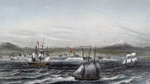 Ilustración del puerto de Veracruz en el siglo XIX