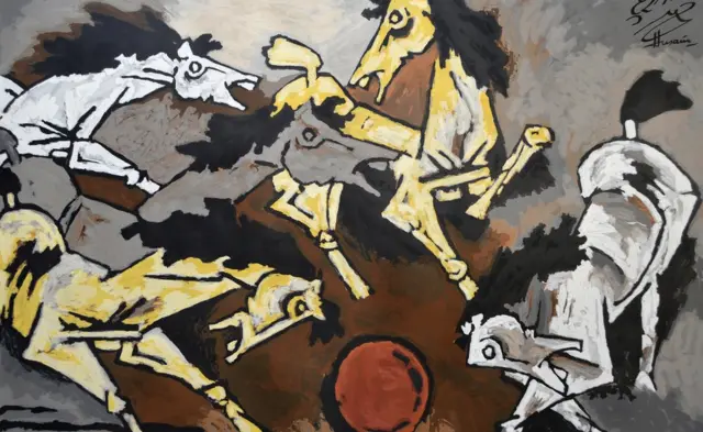 હુસૈનના ઘોડાનાં જાણીતાં ચિત્રોમાંનું એક