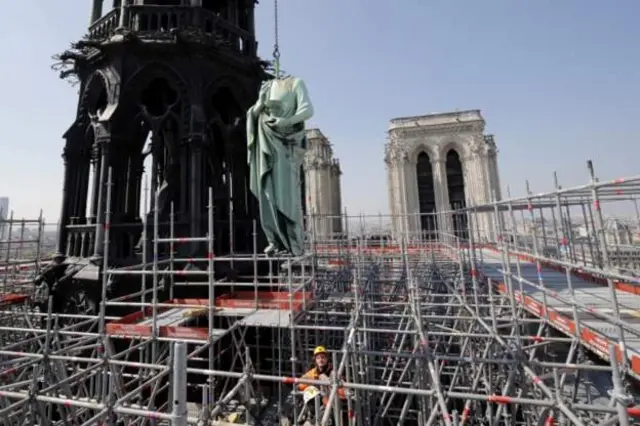 Obras en Notre Dame.
