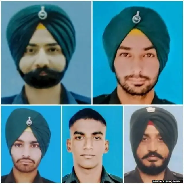 ਉੱਪਰੋਂ ਖੱਬੇ ਤੋਂ ਸੱਜੇ- ਨਾਇਕ ਮਨਦੀਪ ਸਿੰਘ, ਸਿਪਾਹੀ ਸਰਾਜ ਸਿੰਘ, ਥੱਲੇ ਸਿਪਾਹੀ ਗੱਜਣ ਸਿੰਘ, ਸਿਪਾਈ ਵੈਸ਼ਾਖ਼ ਐੱਚ ਅਤੇ ਨਾਇਬ ਸੂਬੇਦਾਰ ਜਸਵਿੰਦਰ ਸਿੰਘ