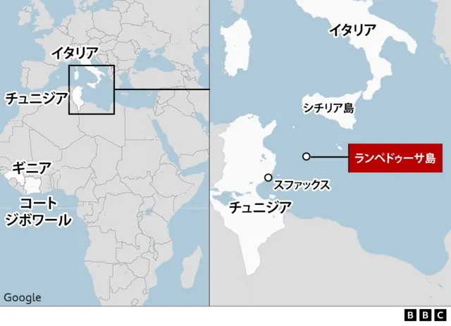 ランペドゥーサ島の位置
