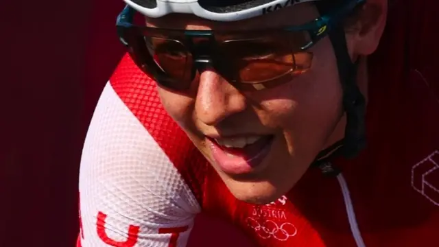 Anna Kiesenhofer of Austria on her way to win the Women"s Road Race