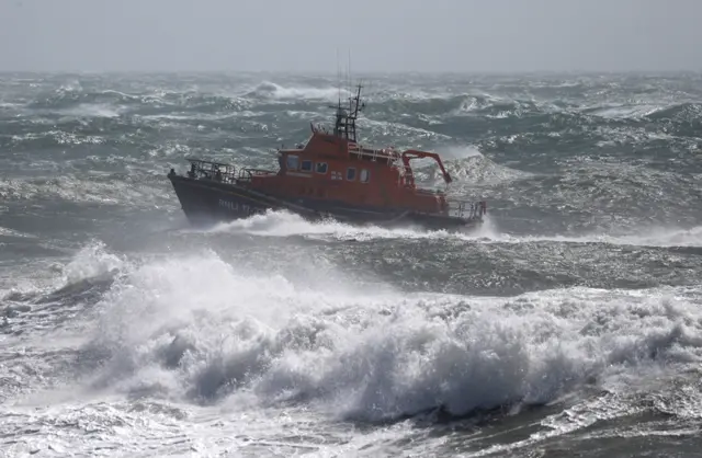 A lifeboat on rough sea