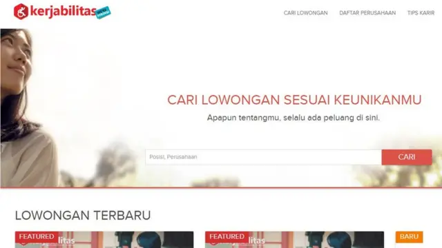 Tampilan situs Kerjabilitas