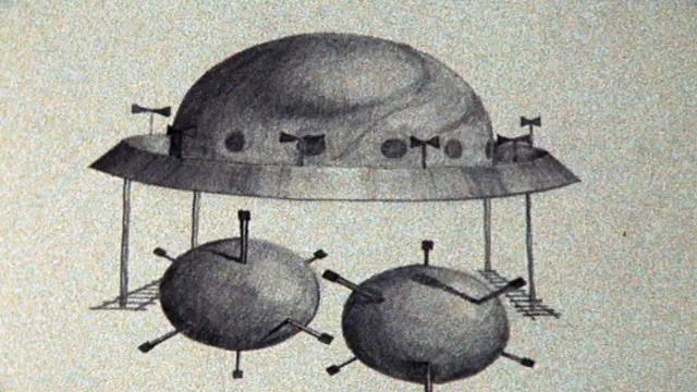 1979ம் ஆண்டு டெக்மான்டில் டெய்லர் என்பவர் கண்டதாக குறிப்பிடும் ஒரு பறக்கும் தட்டை விளக்கும் வகையில் வரையப்பட்ட படம்.