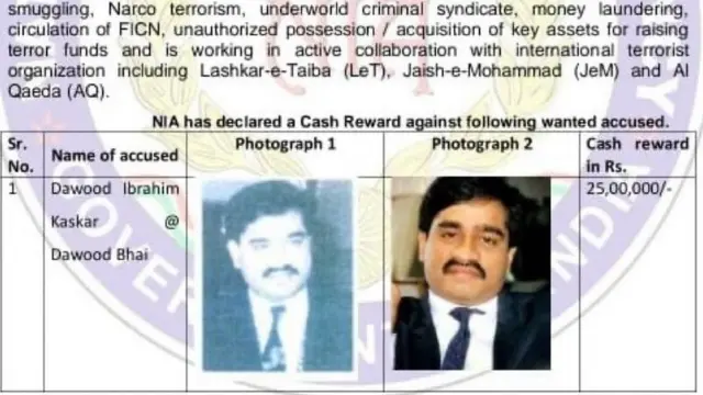 NIA ने जारी केलेला दाऊद इब्राहिमचा फोटो