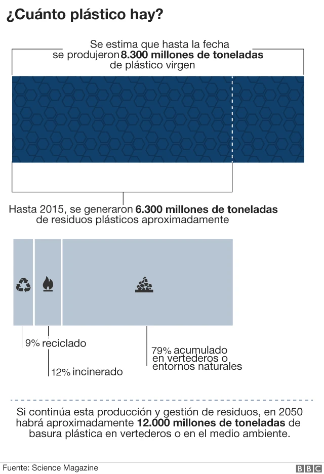 Gráfico sobre la cantidad de plástico en el planeta.