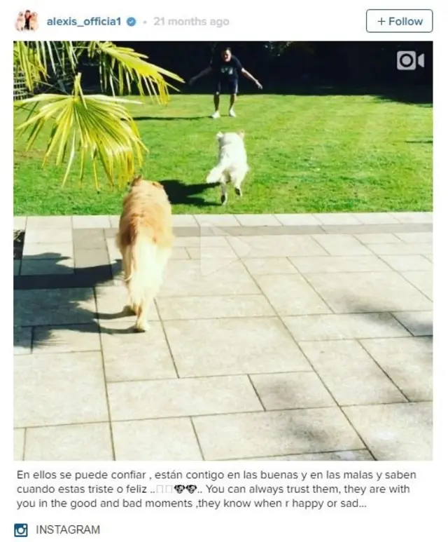 Alexis Sánchez en Instagram