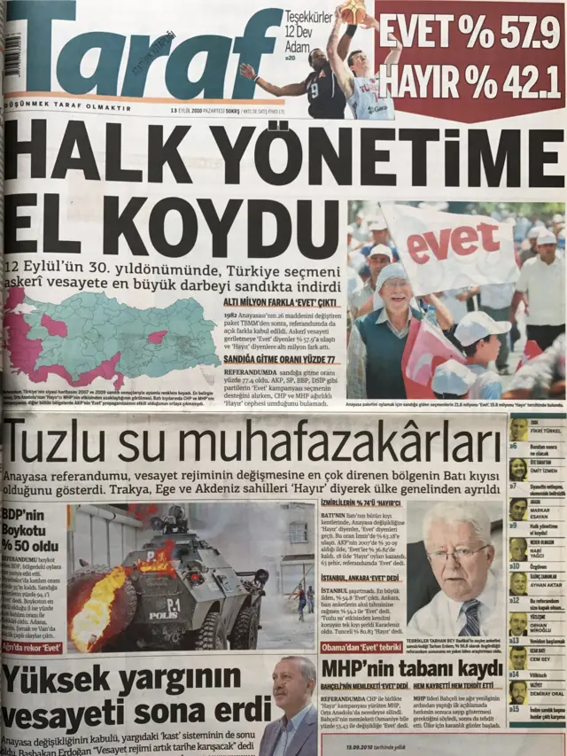 13 Eylül tarihli Taraf gazetesi