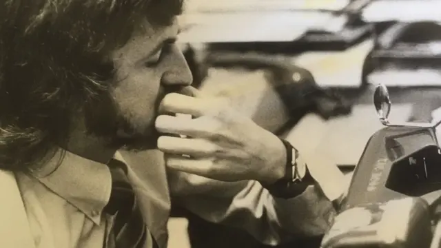 Gareth Hughes at a typewriter