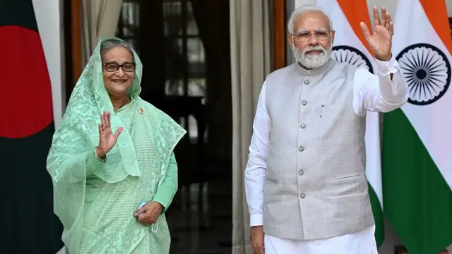 দিল্লিতে শেখ হাসিনা ও নরেন্দ্র মোদী।
