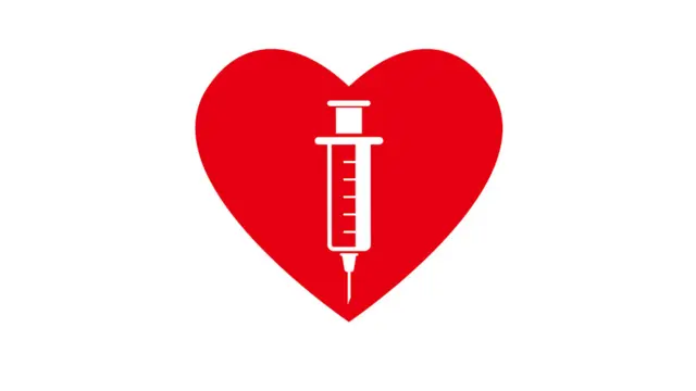 Un corazón con una vacuna adentro