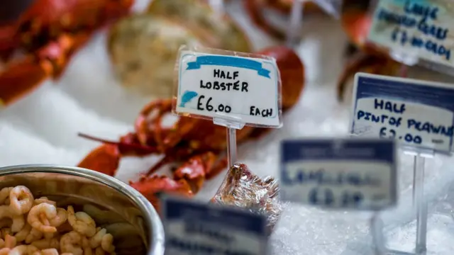 Витрина валлийской рыбной лавки с ценниками