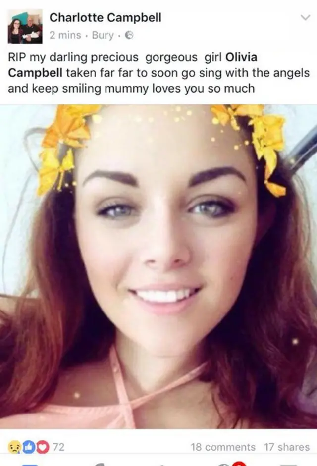 "Huzur içinde yat sevgili, değerli, güzel kızım… Meleklerle şarkı söylemek için benden çok çok erken alındın. Gülmeye devam et, annen seni çok seviyor."