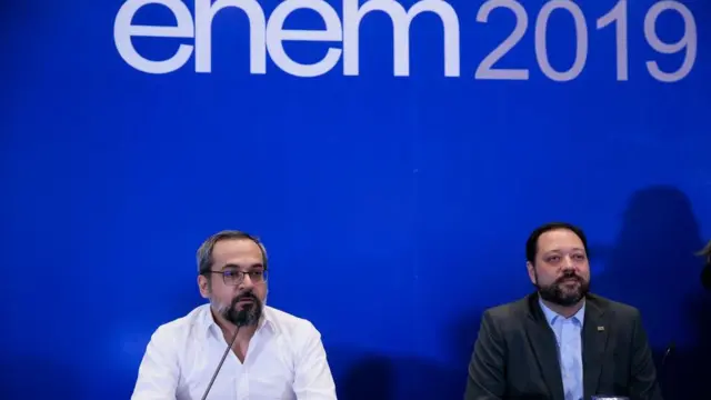 Ministro da Educação, Abraham Weintraub, e o presidente do Inep, Alexandre Lopes