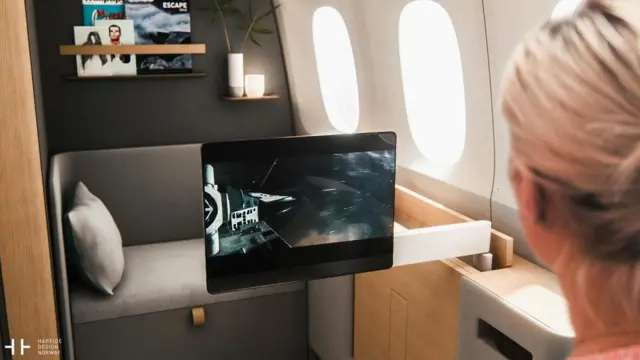 Концепция стильного и подсоединенного к глобальной сети салона для состоятельных авиапассажиров