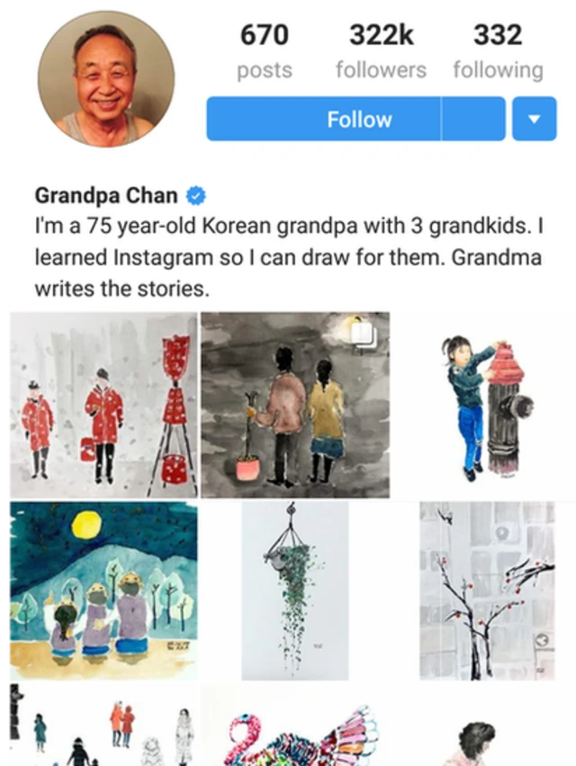 Conta do vovô Chan no Instagram