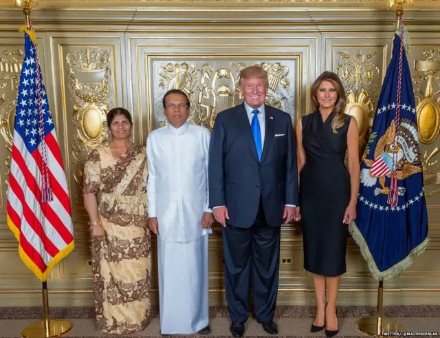 ඇමෙරිකානු ජනාධිපතිවරයා සහ ජනාධිපති ආර්යාව මුණගැසුණු ශ්‍රී ලංකා ජනාධිපතිවරයා සහ ජනාධිපති ආර්යාව