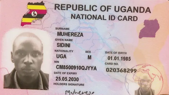 Ikarita ndangamuntu ya Muhereza Sidini, umugabo wa Rodha