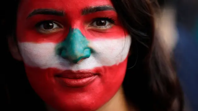 An anti-government protester north of Beirut, Lebanon (21 October 2019)