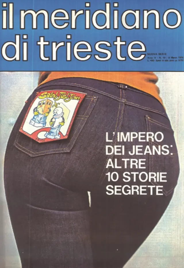 Trst, farmerke, reklama