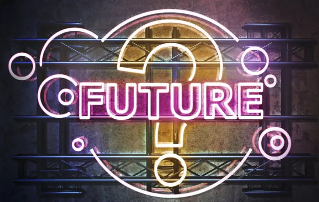 Le point d'interrogation et le mot "Future".