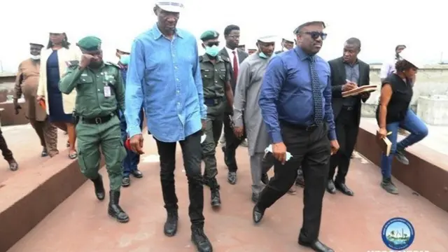 NDDC Acting Managing Director, Professor Kemebradikumo Pondei, and Acting Executive Director, Projects, Dr Cairo Ojougboh inspecting projects